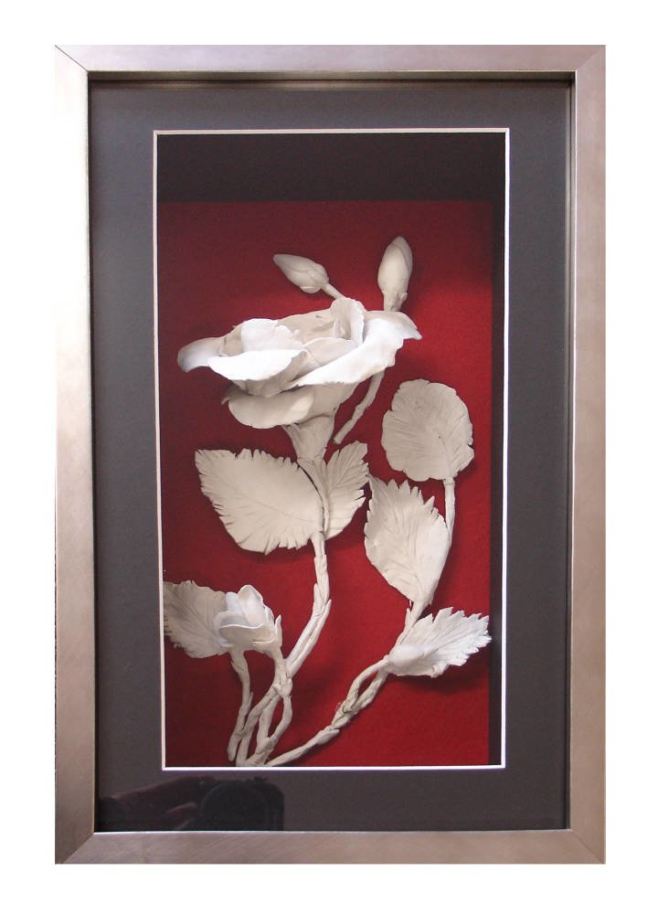 3D Ceramic Flower framed in deep box frame