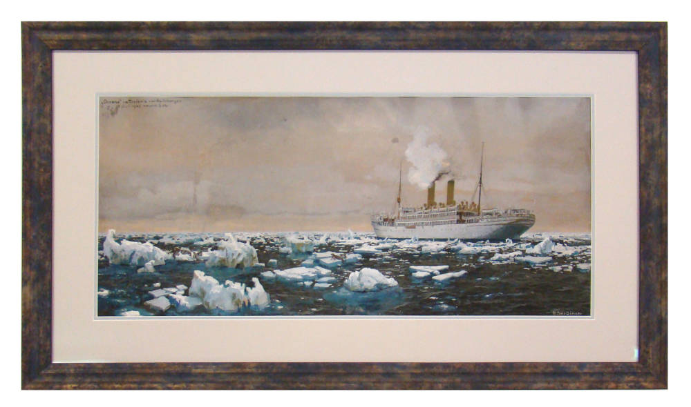 Arctic ship oil painting framed