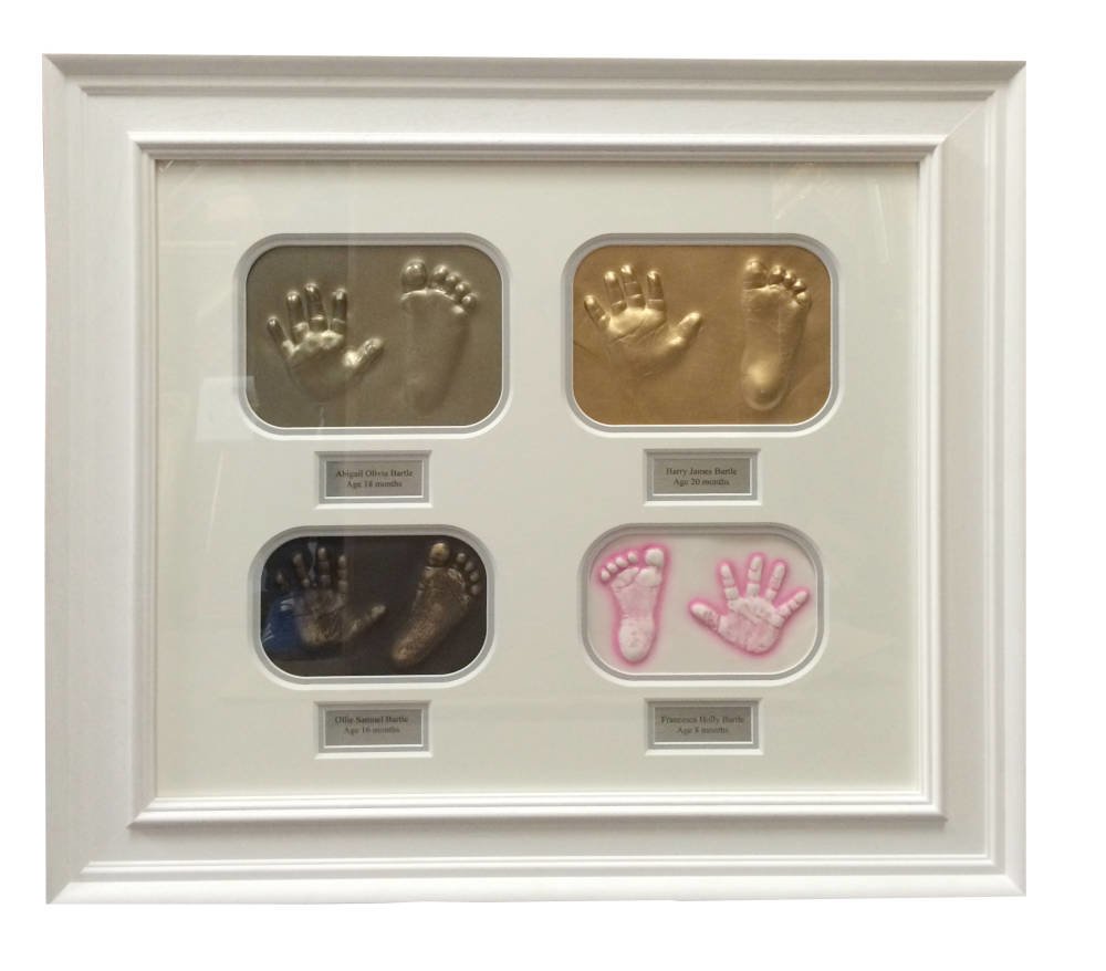 White wooden frame - Baby feet and hands framed