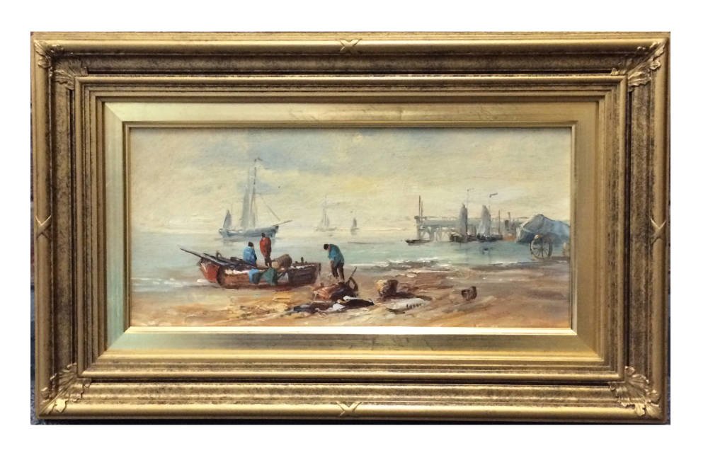 Coastal painting in period frame