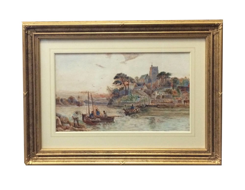 Traditional English frame - Coastal watercolour framed in period frame