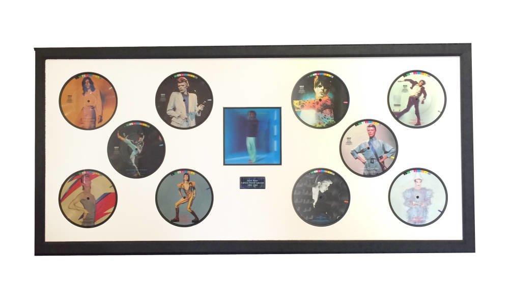 David Bowie record collection framed