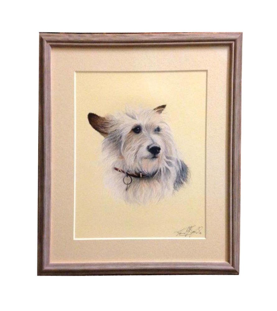 Framed dog portrait -  mauve frame