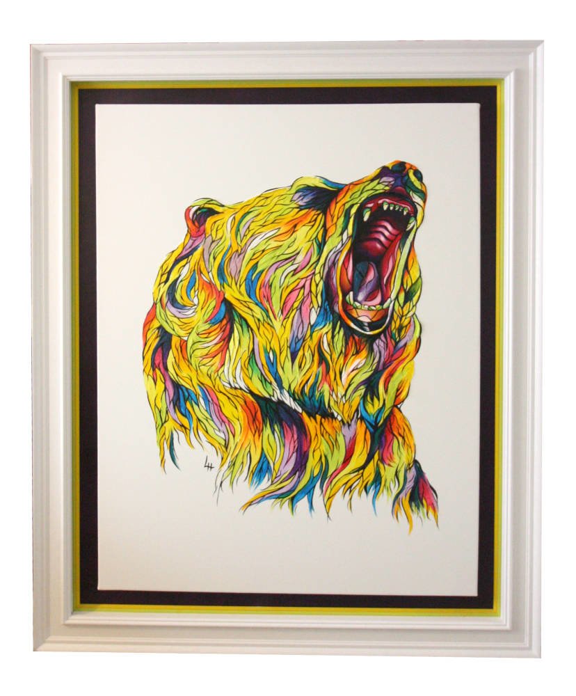 Derbyshire artist interesting framing ideas - Lily Hammond Art - Grizzly Bear painting