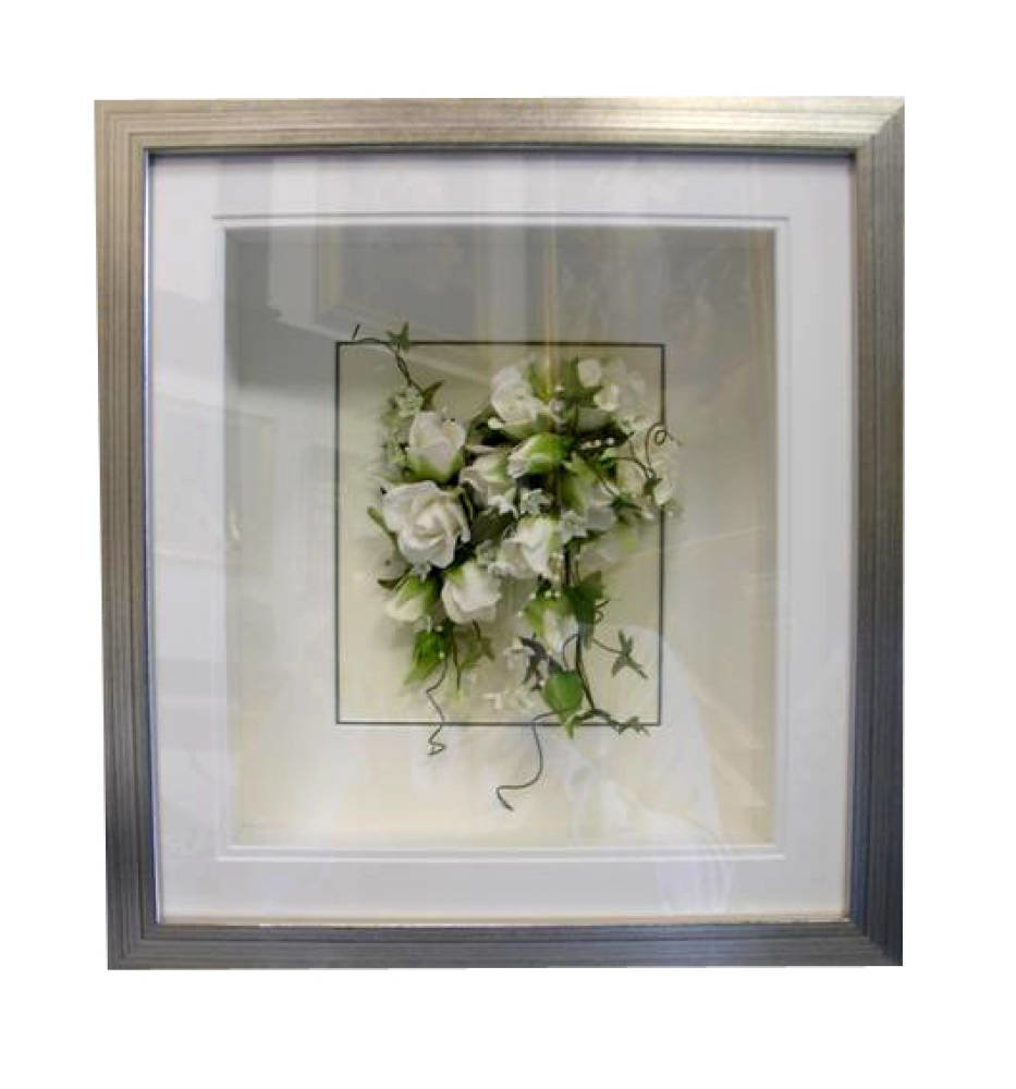 Wedding gift ideas - wedding flowers preserved in silver frame