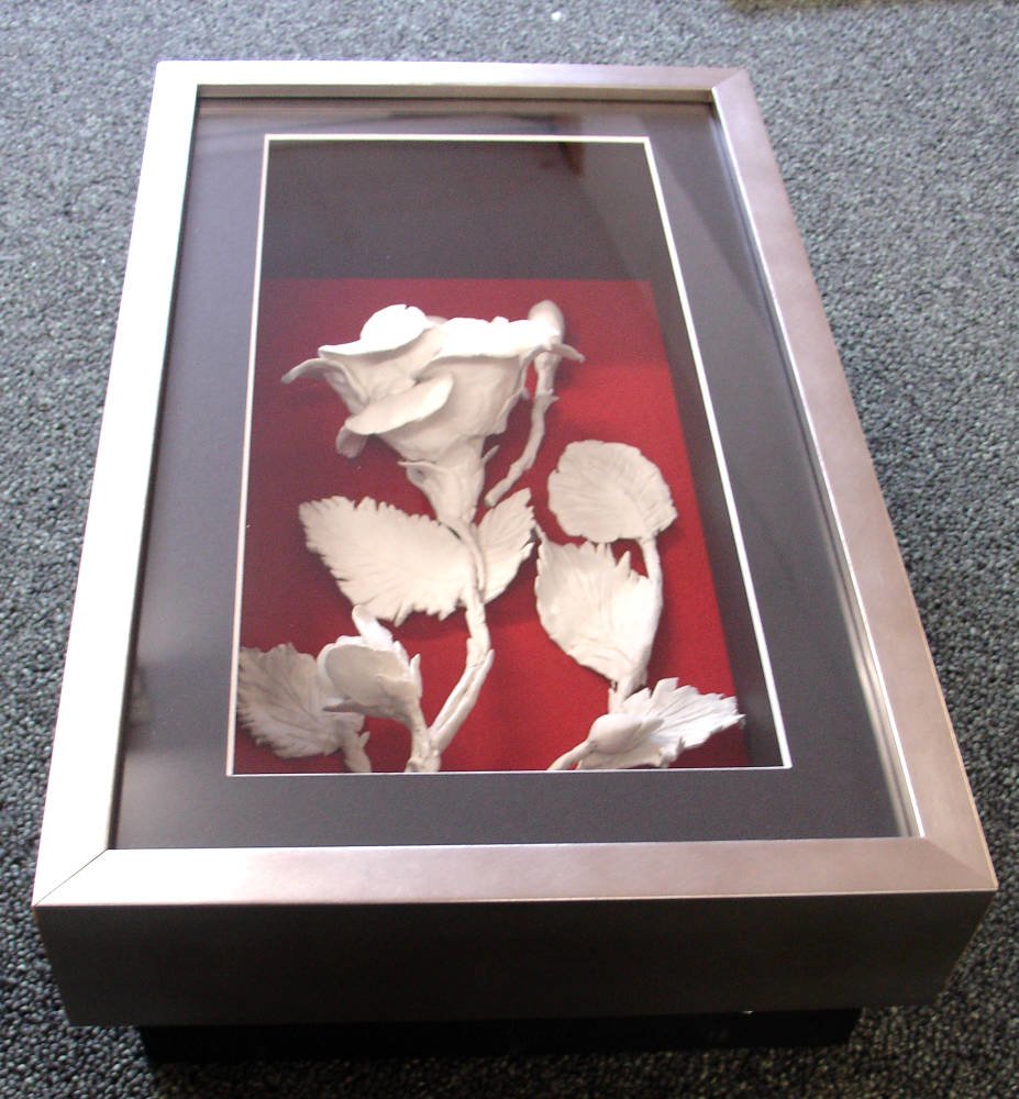 3D Ceramic Flower framed in deep box frame