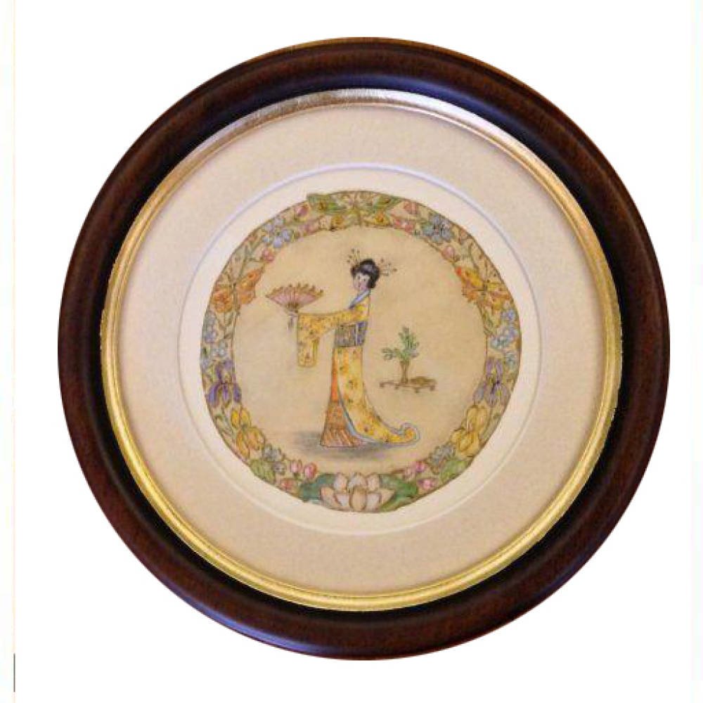 Beautiful circular artworks framed with Museum Glass and mounts