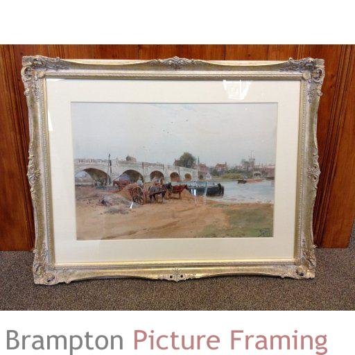 Henry Charles Fox Original Antique Watercolour Henley Bridge framed in Custom Swept Frame