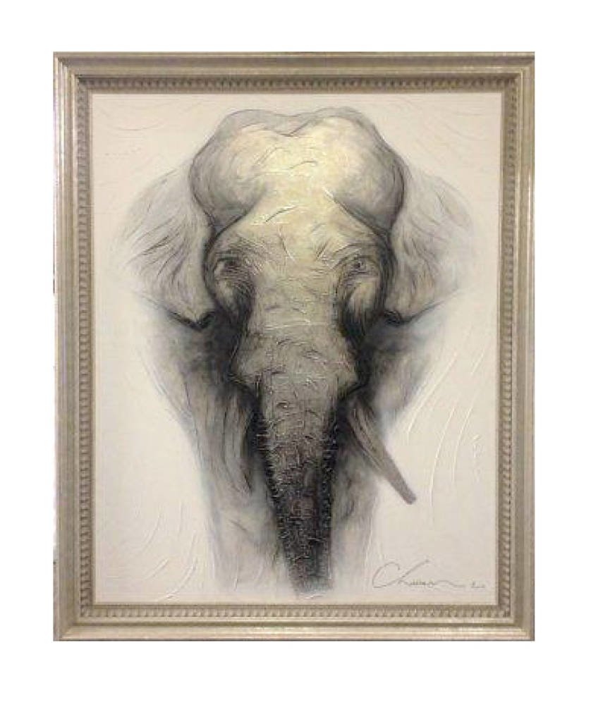 Elephant painting bespoke made stunning framed - Very Large Stunning Elephant Oil Painting