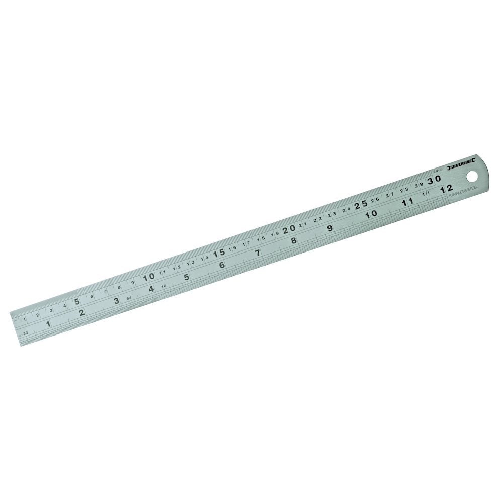 This is a precision 300mm stainless steel rule with both metric and imperial guides clearly etched into the steel.