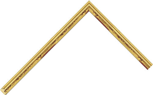 Corner sample of Gold Mountslip Obeche Frame Moulding