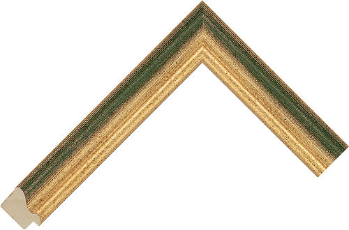 Corner sample of Gold+Green Spoon Ayous Frame Moulding