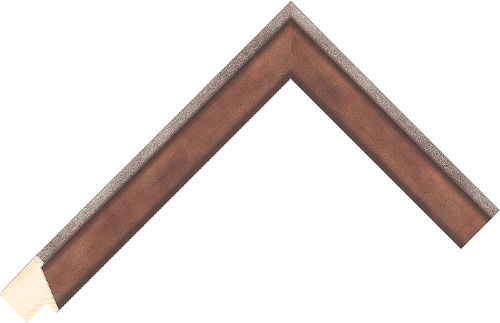 Corner sample of Terracotta+Silver Bevel Pine Frame Moulding