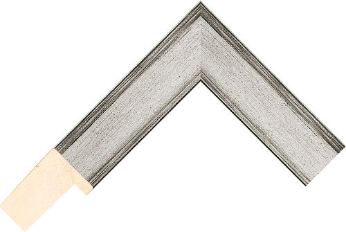 Corner sample of Silver+Black Flat Pine Frame Moulding