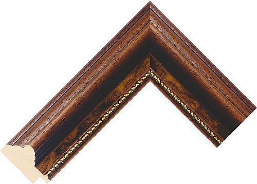 Corner sample of Walnut Scoop Ayous Frame Moulding