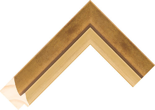 Corner sample of Gold Stepped Scoop Taeda Pine Frame Moulding