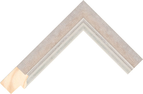Corner sample of Grey/Silver Flat/Scoop Taeda Pine Frame Moulding