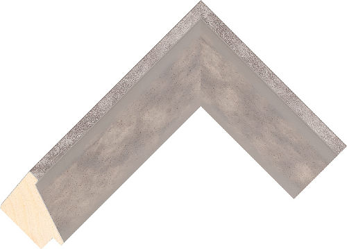 Corner sample of Grey+Silver Bevel Pine Frame Moulding