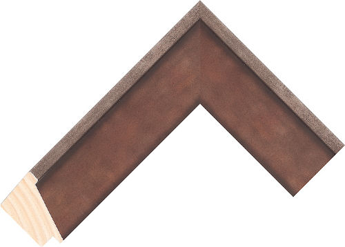 Corner sample of Terracotta+Silver Bevel Pine Frame Moulding