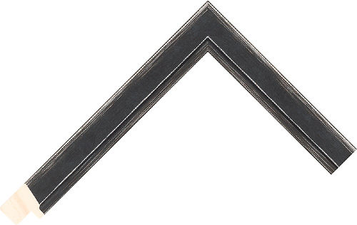 Corner sample of Black+Grey Bevel Radiata Pine Frame Moulding