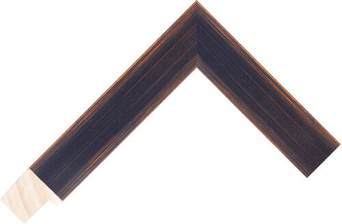 Corner sample of Black+Orange Flat Radiata Pine Frame Moulding