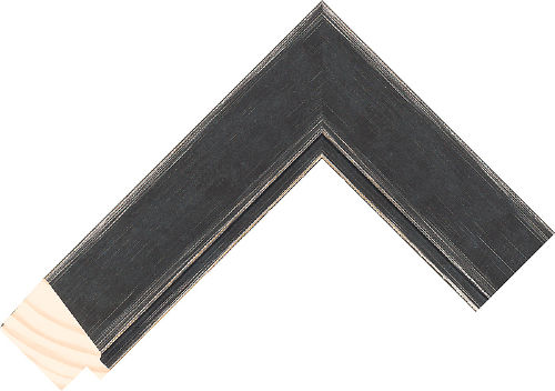 Corner sample of Black+Grey Bevel Taeda Pine Frame Moulding