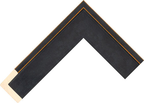 Corner sample of Black+Orange Float Ayous Frame Moulding