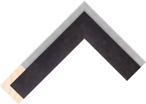 Corner sample of Silver+Black Float Radiata Pine Frame Moulding