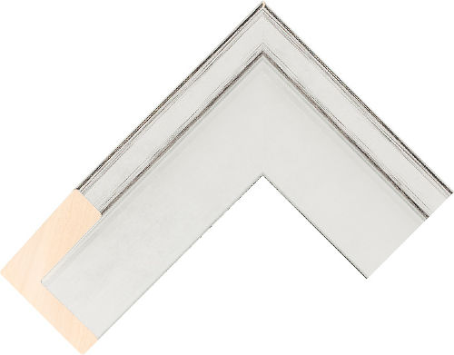 Corner sample of Silver Float Pine Frame Moulding