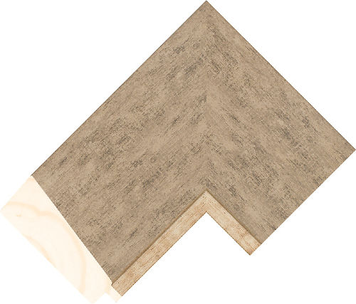 Corner sample of Light Grey/Silver Bevel Taeda Pine Frame Moulding