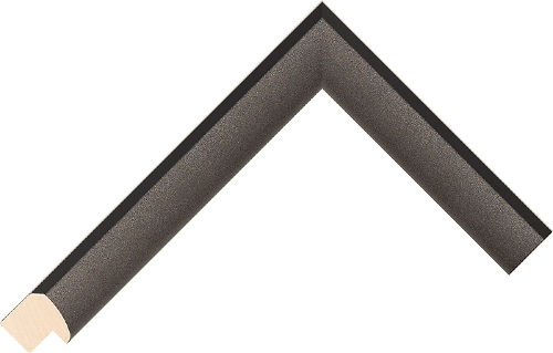 Corner sample of Gunmetal+Black Bevelled Cushion Ayous Frame Moulding