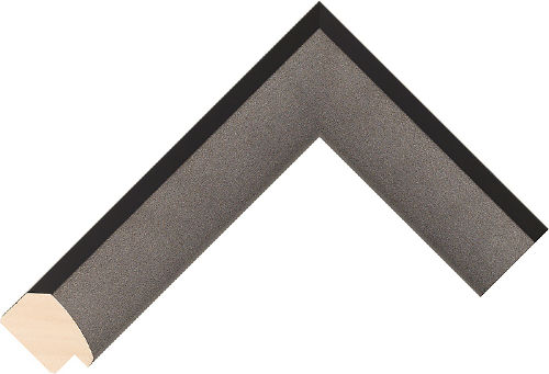 Corner sample of Gunmetal/Black Bevelled Cushion Ayous Frame Moulding