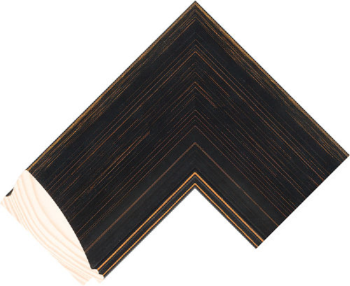 Corner sample of Black Cushion Taeda Pine Frame Moulding