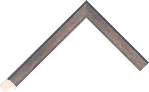 Corner sample of Brushed Steel Bevel Radiata Pine Frame Moulding