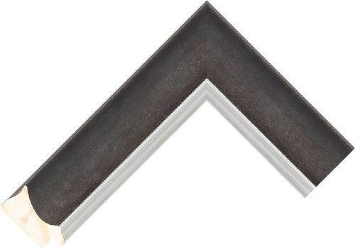 Corner sample of Anthracite+Silver Spoon Taeda Pine Frame Moulding