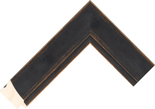Corner sample of Black+Orange Scoop Taeda Pine Frame Moulding