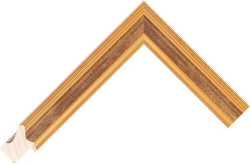 Corner sample of Antique Gold Spoon Radiata Pine Frame Moulding