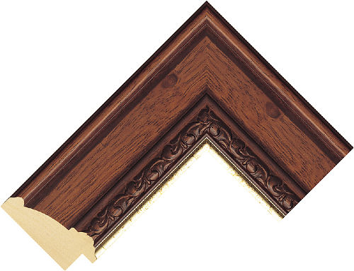 Corner sample of Dark Wood Reverse Ayous Frame Moulding