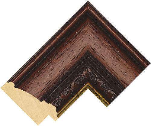 Corner sample of Mahogany Reverse Ayous Frame Moulding