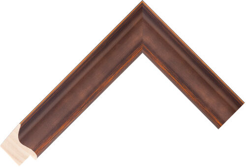 Corner sample of Copper Scoop Radiata Pine Frame Moulding