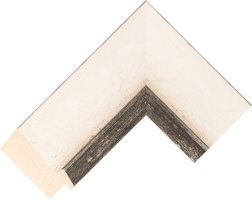Corner sample of Ivory/Black Bevel Ayous Frame Moulding