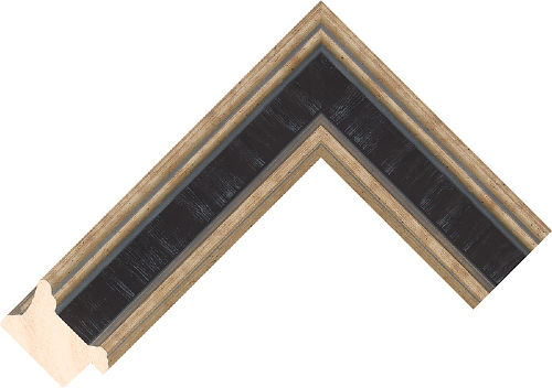 Corner sample of Black+Silver Scoop Taeda Pine Frame Moulding