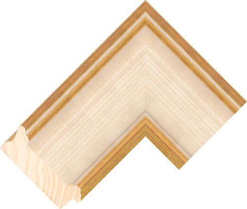 Corner sample of Gold/Ivory Scoop Taeda Pine Frame Moulding