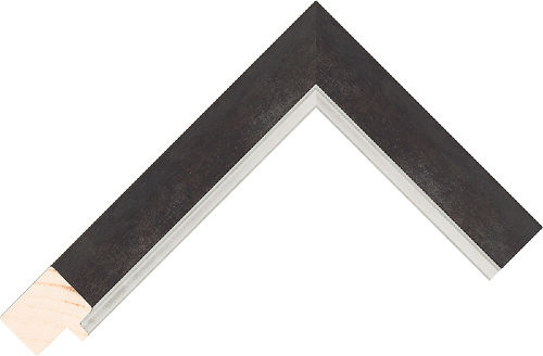 Corner sample of Black+Silver Flat Taeda Pine Frame Moulding