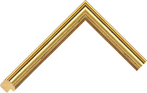 Corner sample of Gold Cushion Obeche Frame Moulding