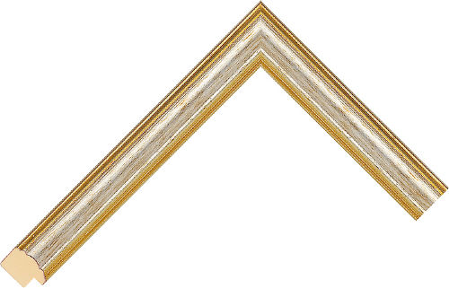 Corner sample of Silver Cushion Poplar Frame Moulding
