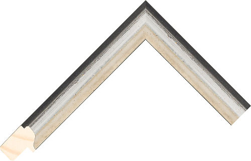 Corner sample of Light Silver Scooped Dome Araucaria Pine Frame Moulding