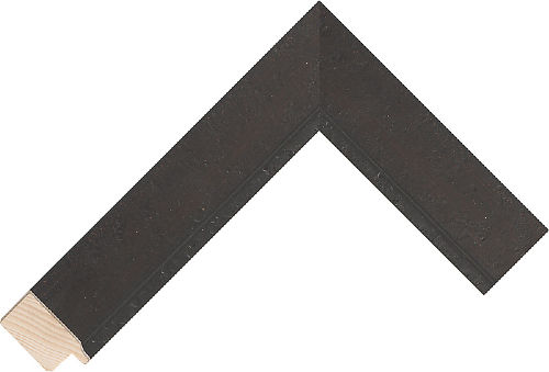 Corner sample of Black Umber Flat Radiata Pine Frame Moulding