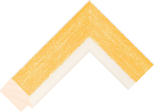 Corner sample of Yellow+Ivory Flat Araucaria Pine Frame Moulding