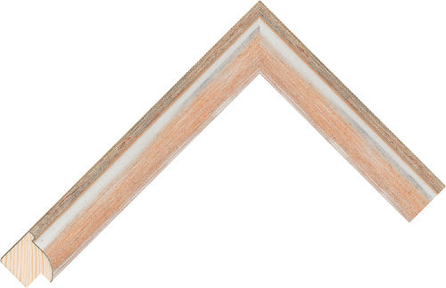 Corner sample of Silver+Orange Cushion Pine & Spruce Frame Moulding